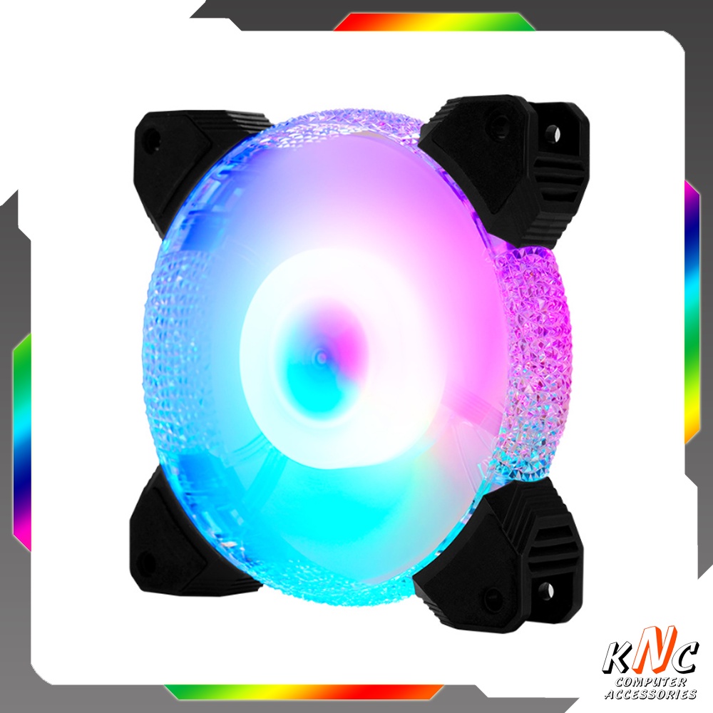 Quạt Tản Nhiệt Diamond D2 Black 12cm Fan Led RGB Đồng Bộ Màu Hub Coolmoon, Hub Sync Mainboard