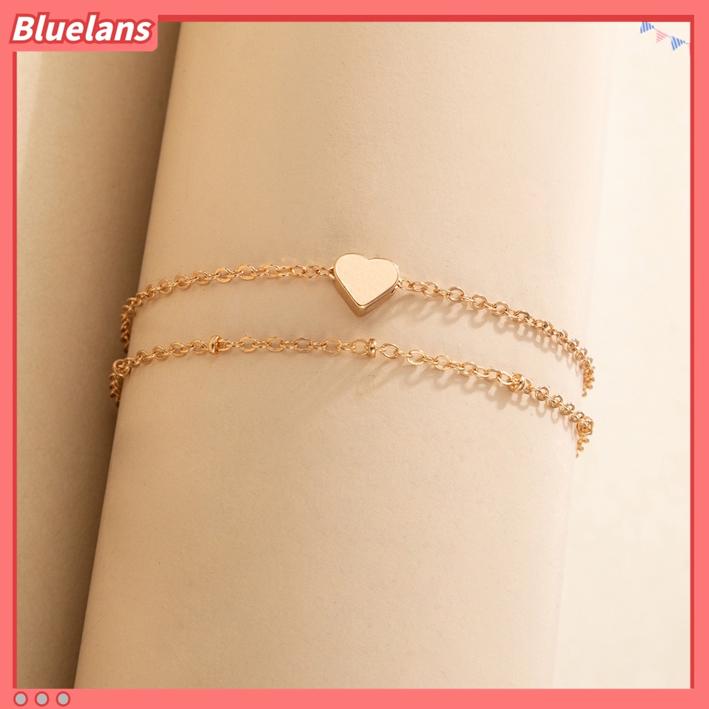 Lắc Chân Hai Lớp Mặt Hình Trái Tim Bằng Hợp Kim Thanh Lịch Có Thể Điều Chỉnh 48h