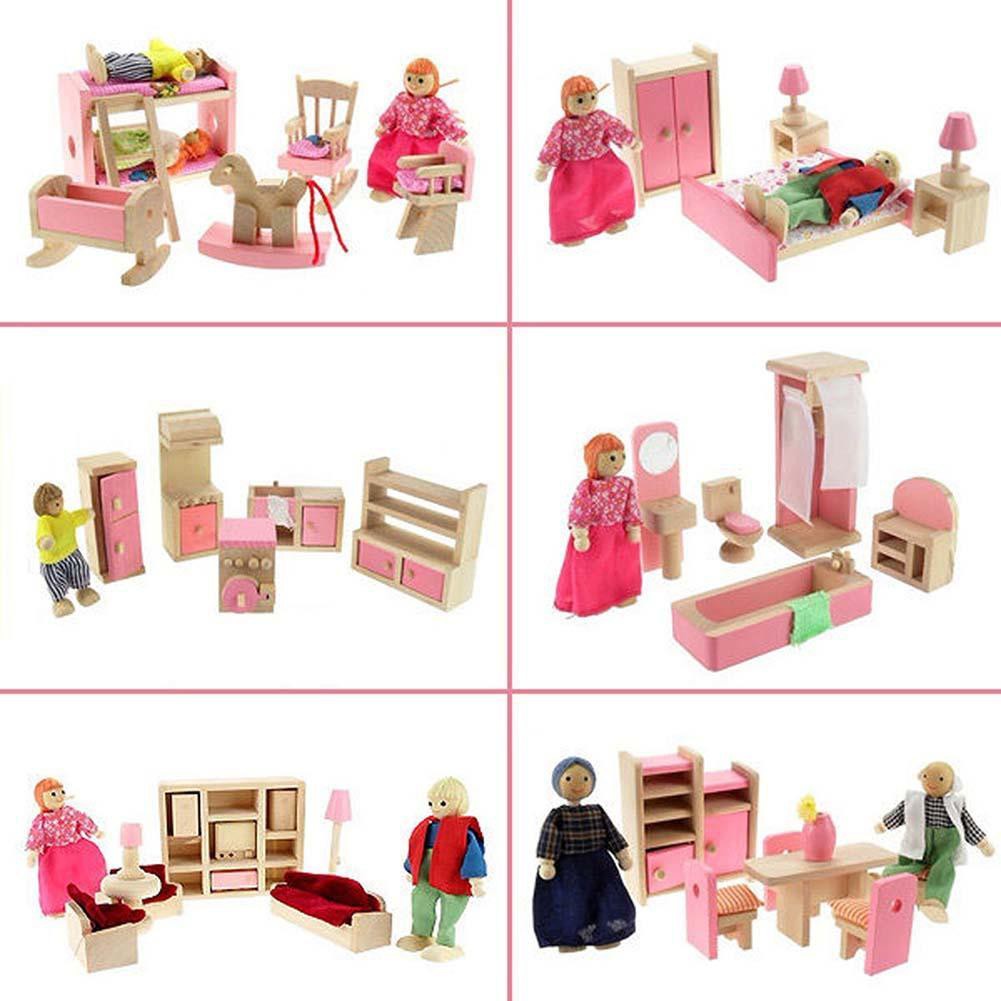 Set 6 Mô Hình Nội Thất Bằng Gỗ Trang Trí Nhà Búp Bê