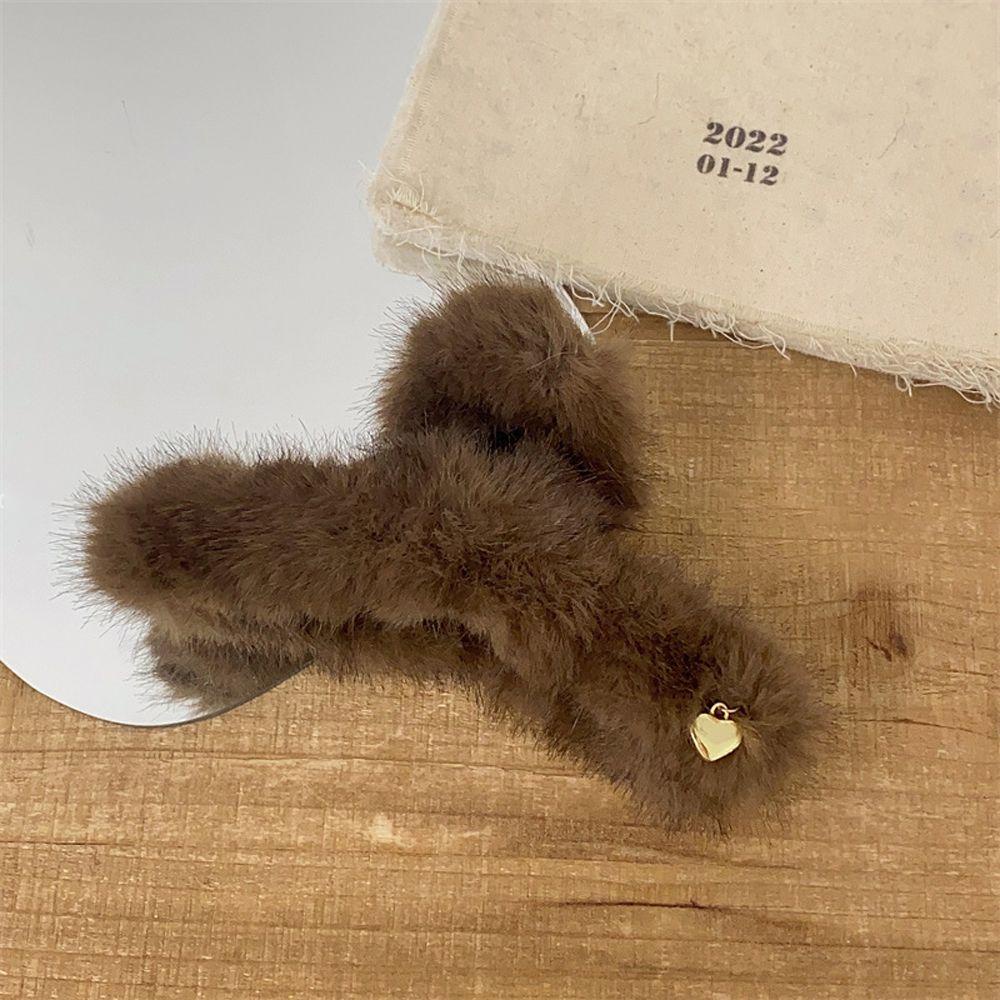 Kẹp Tóc Càng Cua / Trái Tim Giả Lông Mềm Mại Thời Trang Thu Đông Cho Nữ