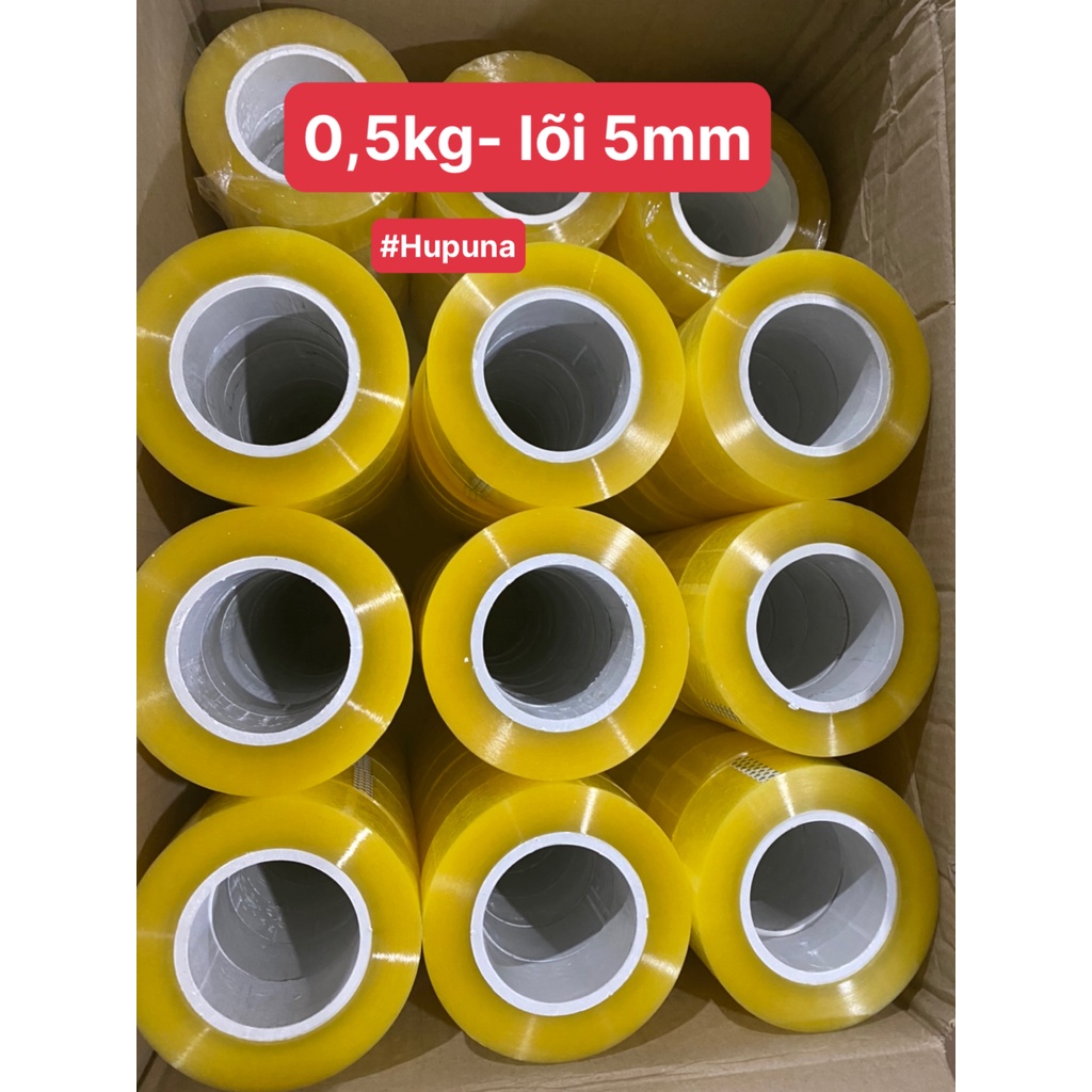 Cuộn Băng Keo 0.5kg Siêu Dai, Siêu Dính, Lõi Mỏng, Băng Dính Đóng Hàng 3 Màu Giá Rẻ.