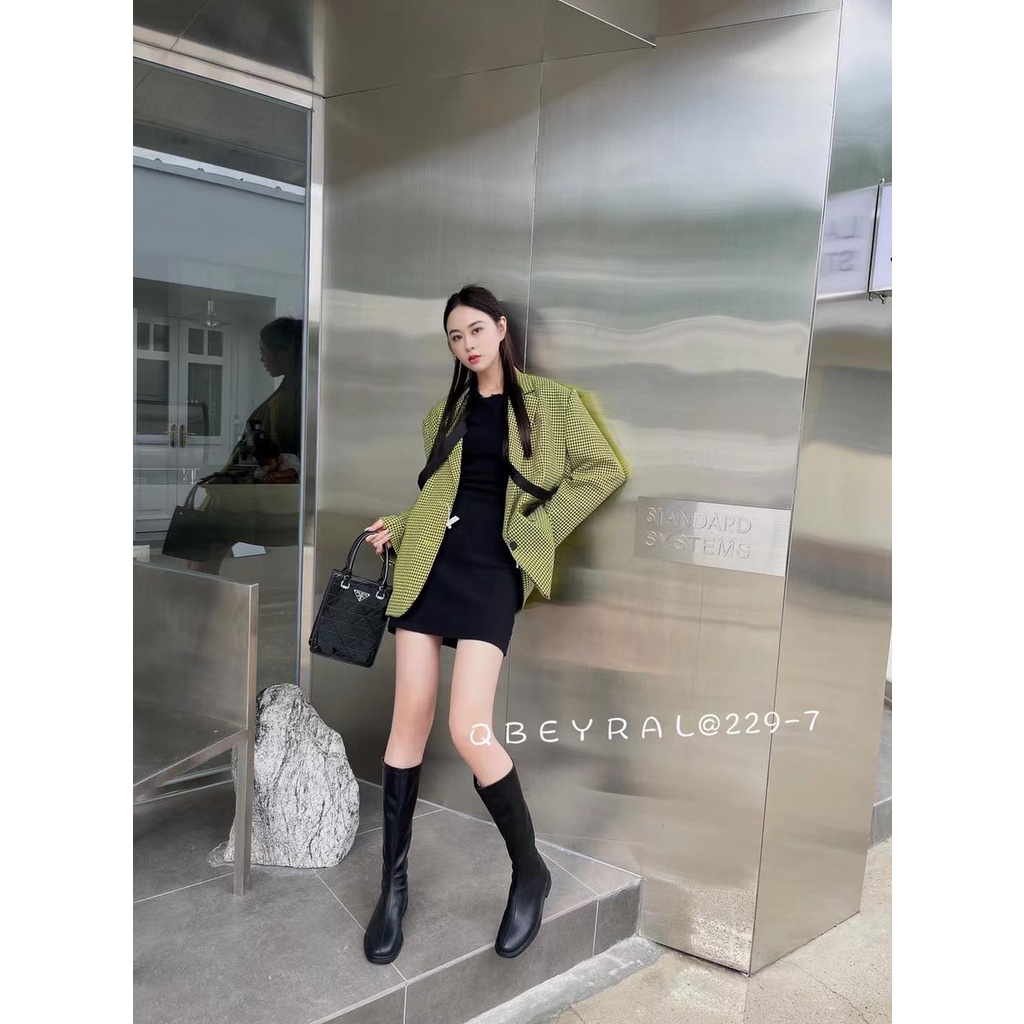 Boot nữ cao cổ 3 phân OSHO đế vuông mũi vuông, chất da mềm cao cấp hàng loại 1