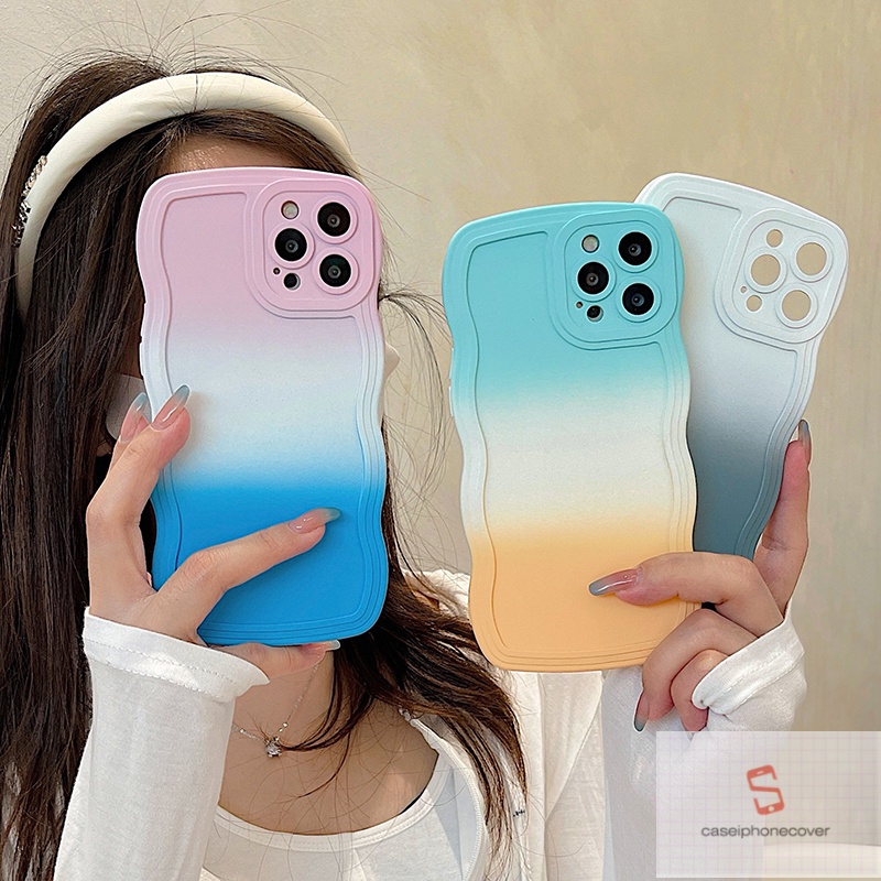 Ốp Điện Thoại Viền Gợn Sóng Màu Gradient Cho Realme C15 C25Y C21Y C12 C35 C25s C25C3 5i 6i C11 2021 C20 C20A C20A C11 5 5s C1