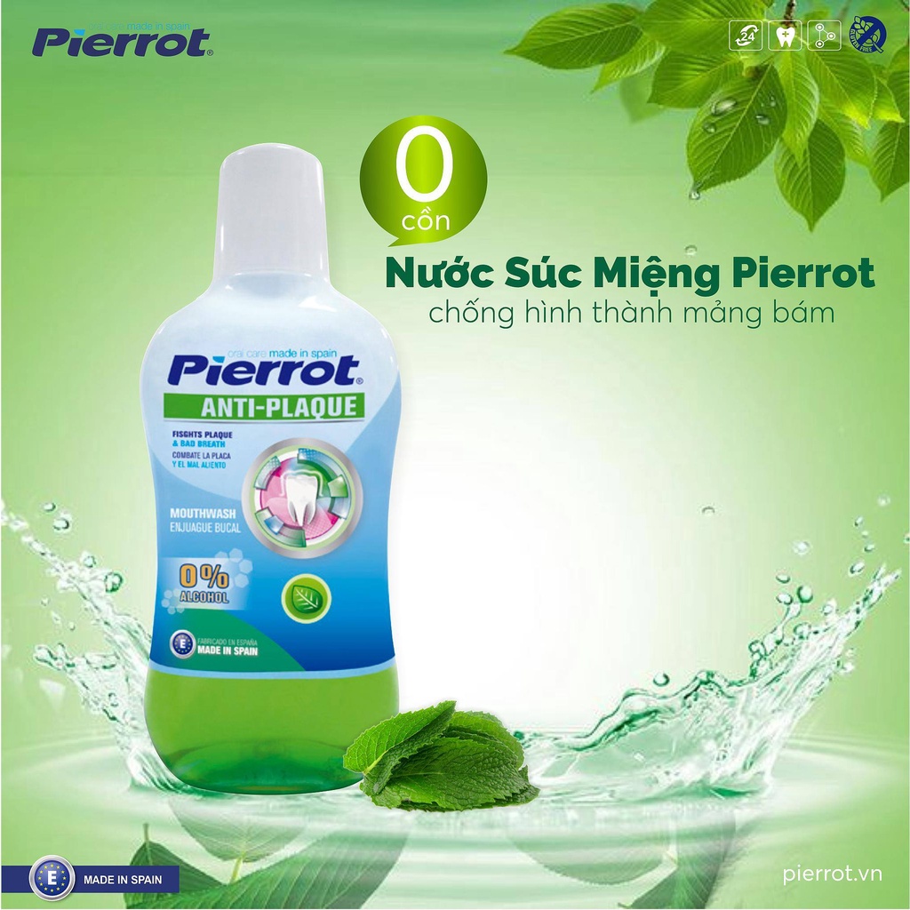 Nước Súc Miệng Ngừa Sâu Răng PIERROT Chống Hình Thành Mảng Bám, Tăng Cường Men Răng 500ML