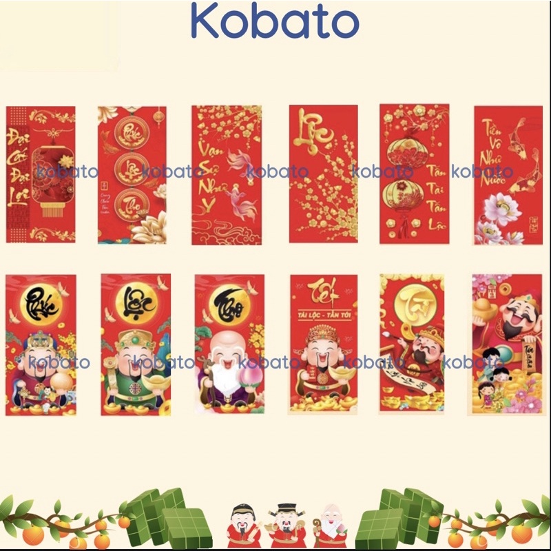Set 10 bao lì xì 2023 được chọn mẫu , lì xì màu đỏ đẹp hoạt hình, thần tài năm Quý Mão cute dễ thương giá sỉ rẻ