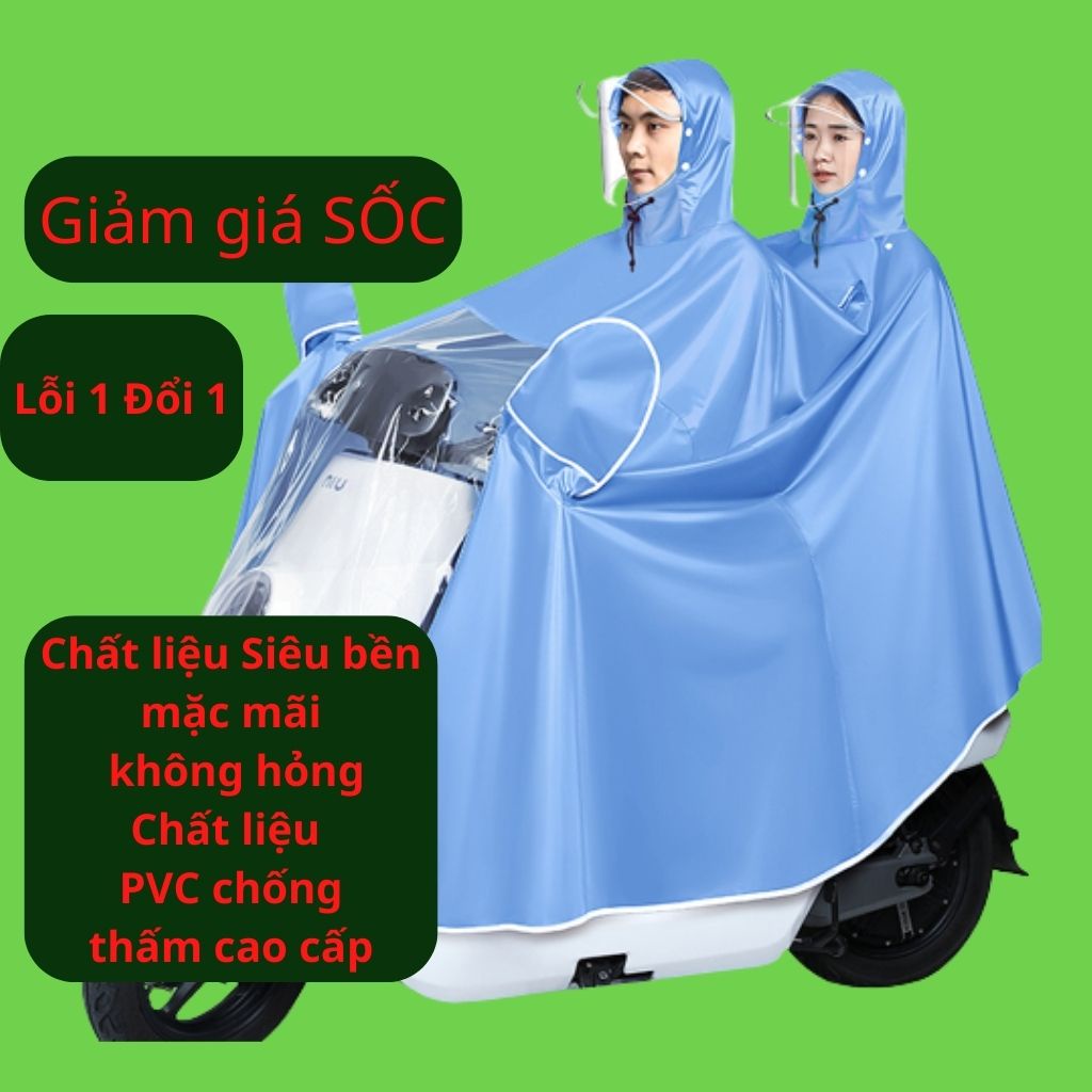 Áo mưa người lớn, áo mưa cánh dơi vải dù chống thấm nước cao cấp có kính che ép PVC size lớn