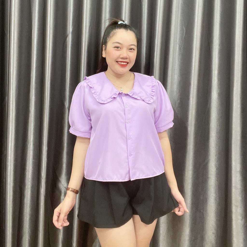 Set Bộ Nữ Áo Sơ Mi Bigsize Phối Quần Short Ống Rộng Lên Phom Tôn Dáng Che Bụng Cực Xinh MÃ SET3