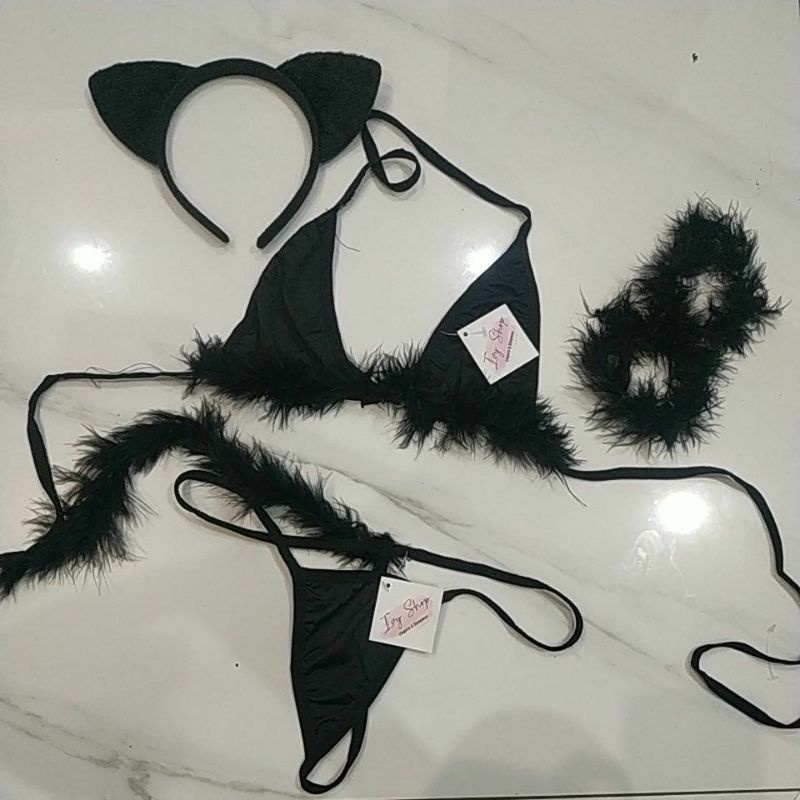 Bộ ngủ cosplay tiểu hồ ly gợi cảm, Set bikini cosplay miêu nữ, mèo đen sexy, không tất - M600 | BigBuy360 - bigbuy360.vn