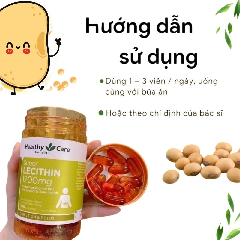 Mầm đậu nành Healthy Care Super Lecithin 100v đẹp da, tăng size vòng 1, cân bằng nội tiết tố