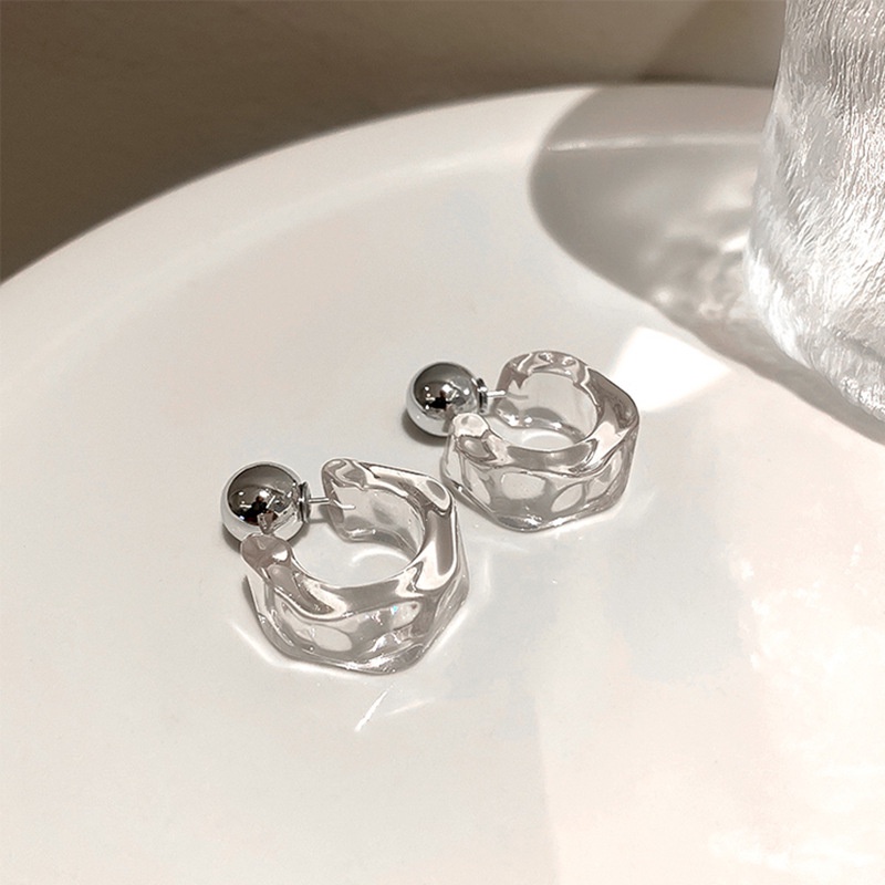 Khuyên Tai Acrylic Trong Suốt Hình Chữ C Phong Cách Hàn Quốc Mới Cho Nữ