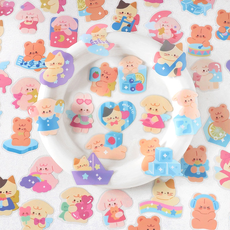 Bộ 15 Tấm Sticker Dán Trang Trí Hình Động Vật Hoạt Hình Đáng Yêu