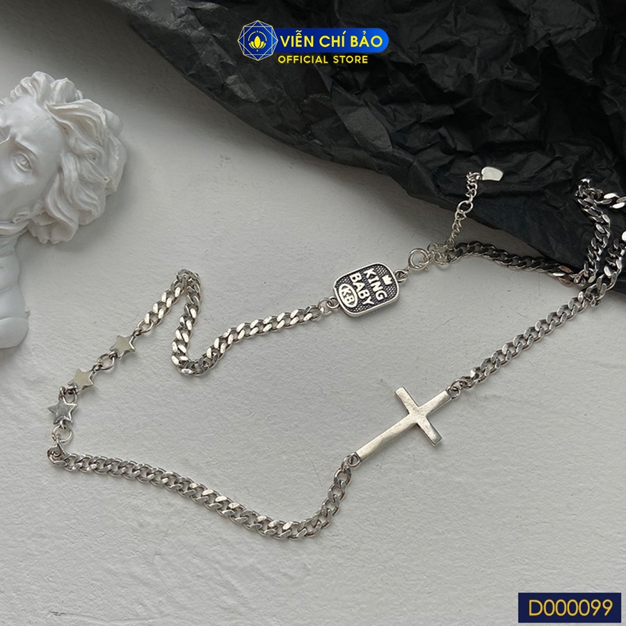 Dây chuyền bạc nữ choker chữ thập chất liệu bạc 925 thời trang phụ kiện trang sức Viễn Chí Bảo D000099
