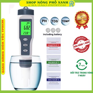 Máy đo độ sạch 3 trong 1, đo độ ph nước và độ tds nhiệt độ hồ cá, nước uống, thủy canh, thủy sinh