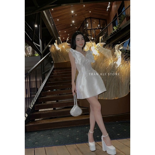 Đầm váy nhũ kim tuyến hai/2 dây cúp ngực form ngắn chữ A thời trang nữ tiểu thư công chúa cute đi tiệc party sinh nhật