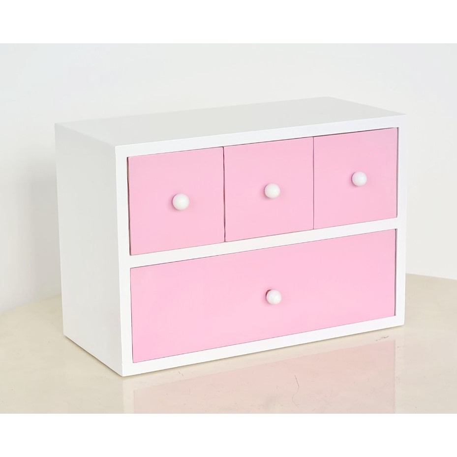 Hộp Gỗ Mini 4 Ngăn 28x13 cm, Hộp Nữ Trang Mỹ Phẩm Nhiều Màu - Hàng VN Xuất Khẩu