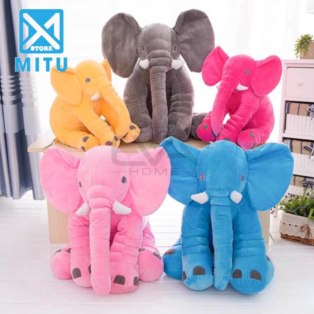 Thú Nhồi Bông Mềm Hình Con Voi Dễ Thương Nhiều Màu Đáng Yêu Cho Bé