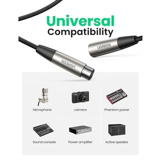 Dây Cáp nối dài XLR Ugreen 20500 20499 AV185 (dây Canon nối dài micro,bọc dù đầu nhôm )