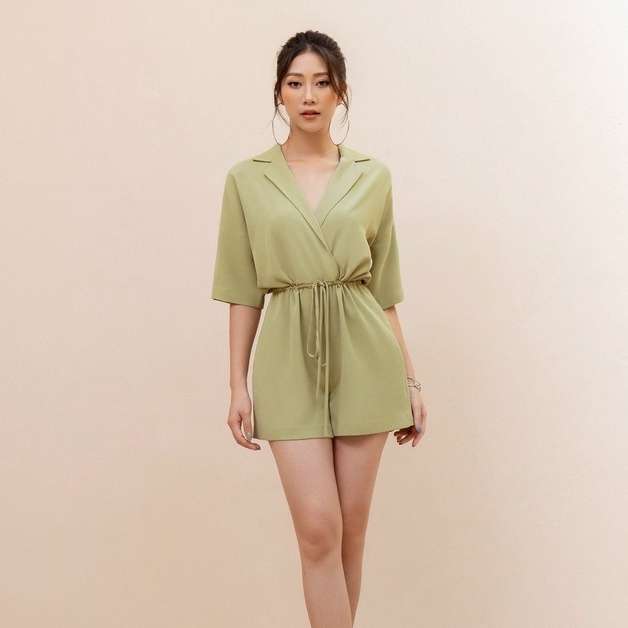 Jumpsuit nữ HeraDG dáng ngắn thiết kế cổ vest, rút eo giúp tôn vóc dáng SJSBB2006