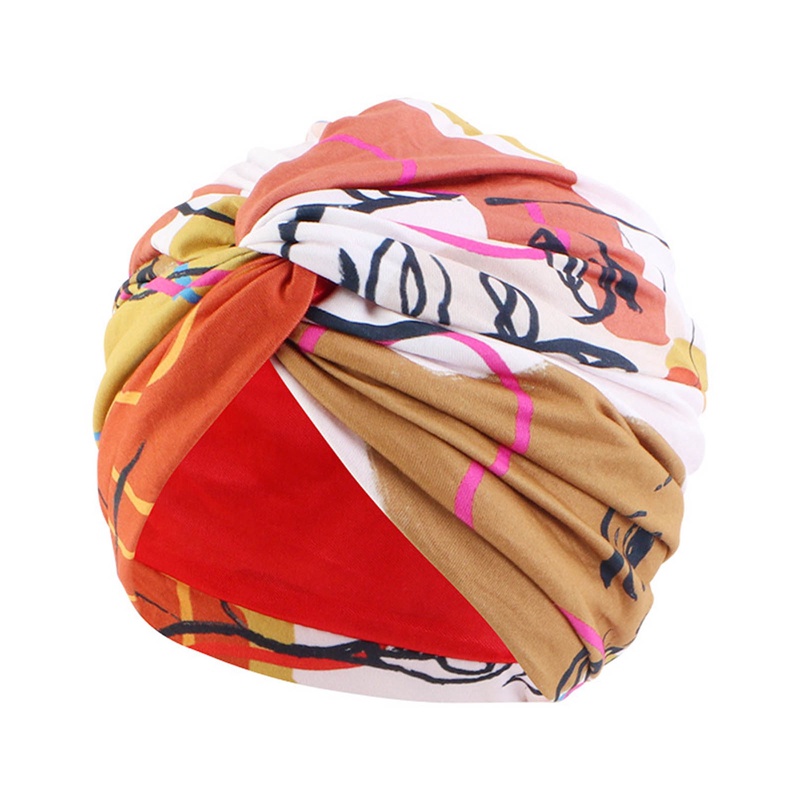 Mũ Turban In Hoa Chéo Thắt Nút Xoắn Chéo Phong Cách Hồi Giáo Cho Nữ