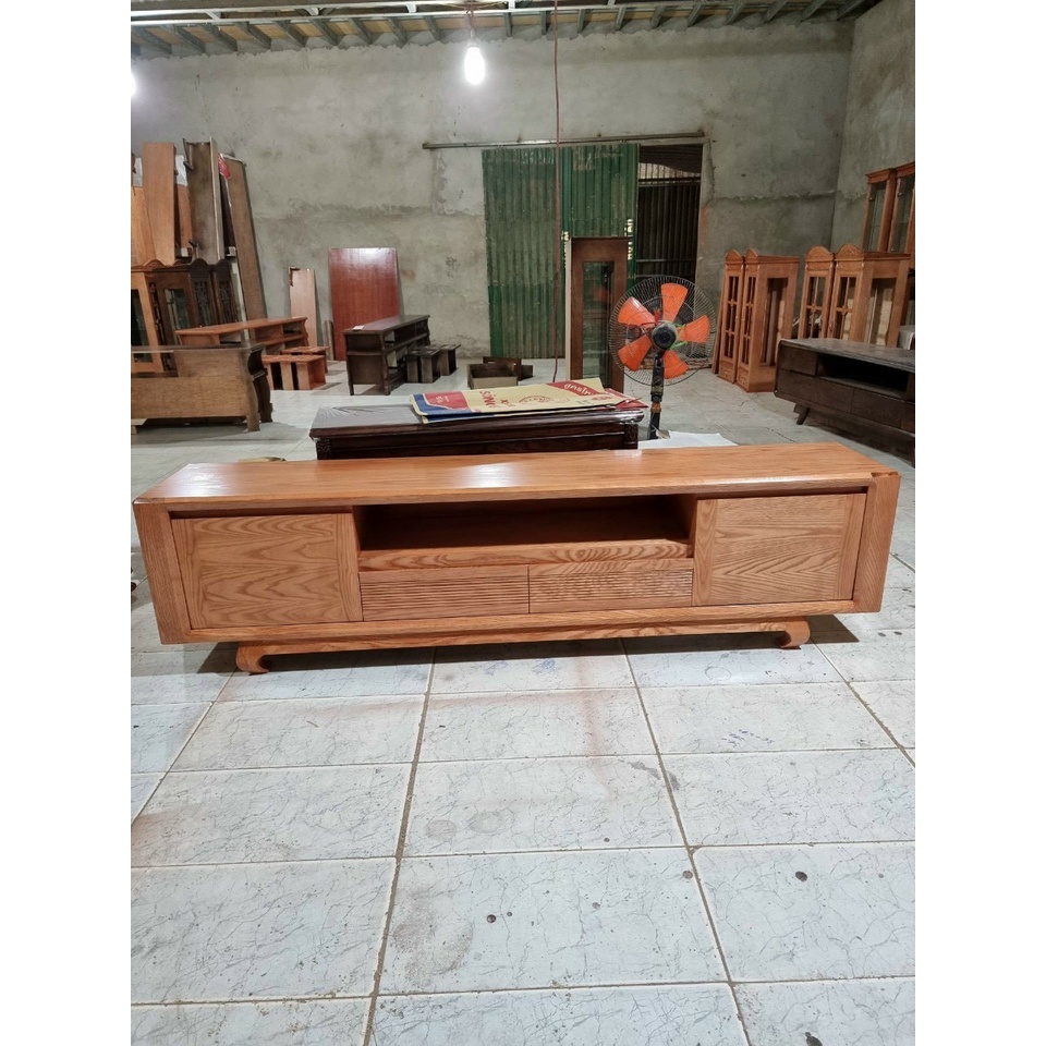 Kệ tivi chân cong, gỗ sồi dài 2m, 2m2, 2m4, lưu ý đặt hàng qua zalo