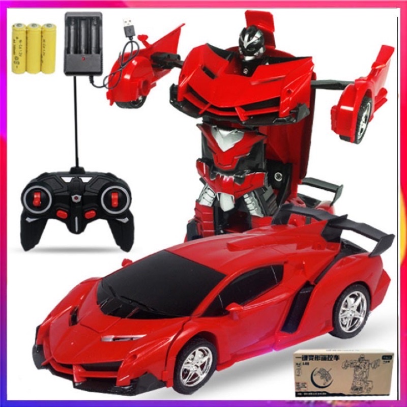 Xe ô tô biến hình thành robot có sạc pin điều khiển từ xa CLIP THẬT
