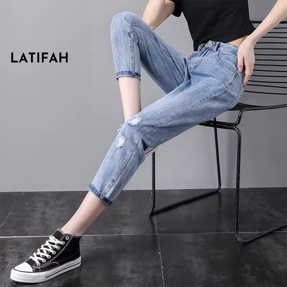 Quần baggy jean nữ LATIFAH ống nhỏ mài rách QD251 phong cách hàn quốc trẻ trung năng động