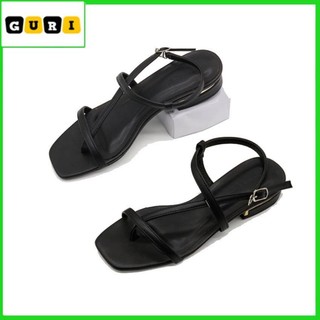 Sandal nữ đế bệt dây mảnh xéo đẹp GURI thời trang Hàn Quốc