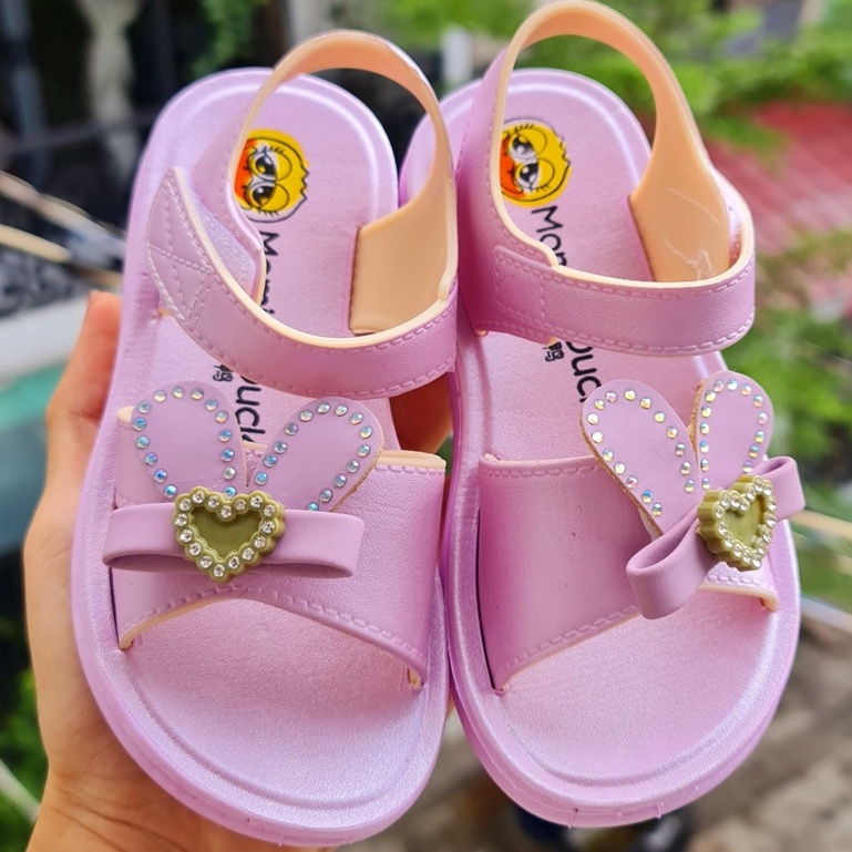 Giày quai dán cho bé gái hình tai thỏ chất liệu cao su cute cho bé gái siêu mềm