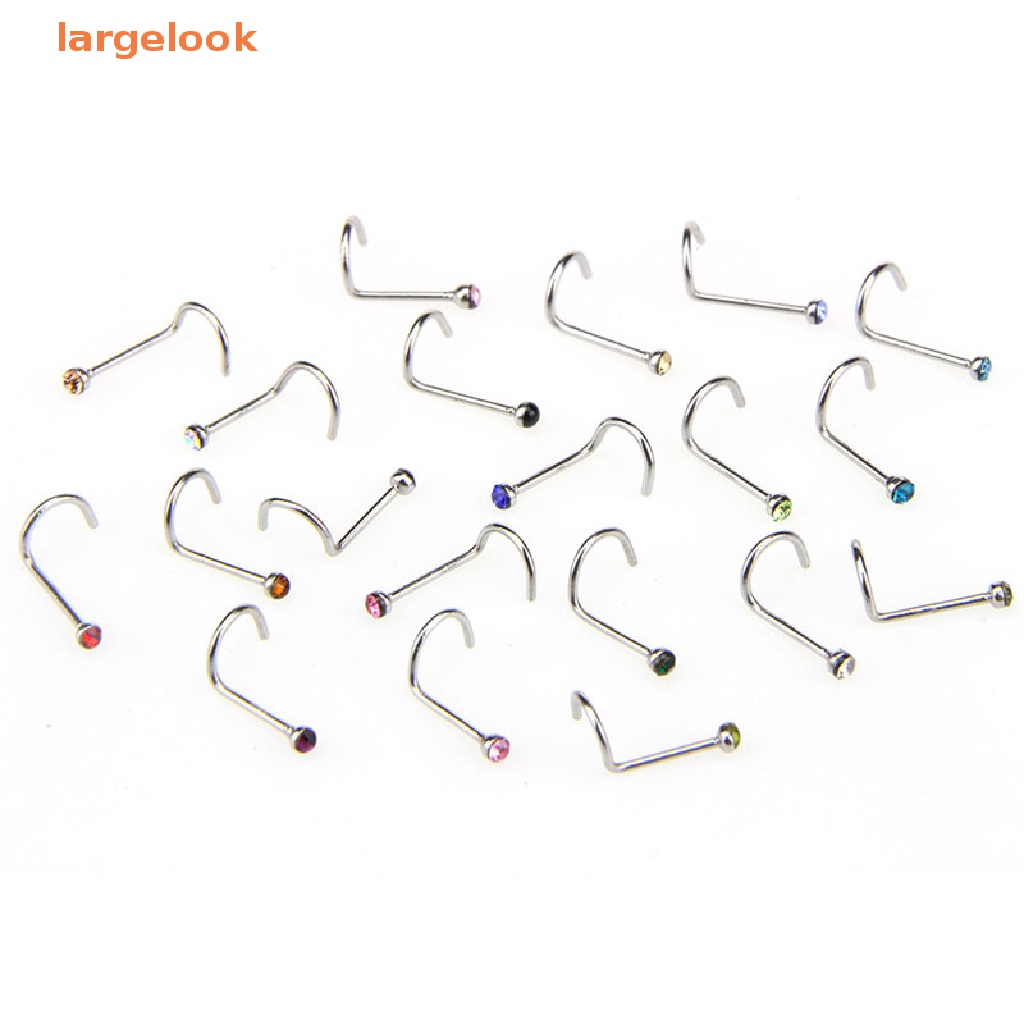 Set 20 Khuyên Mũi Bằng Thép Không Gỉ Đính Đá Cá Tính Thời Trang