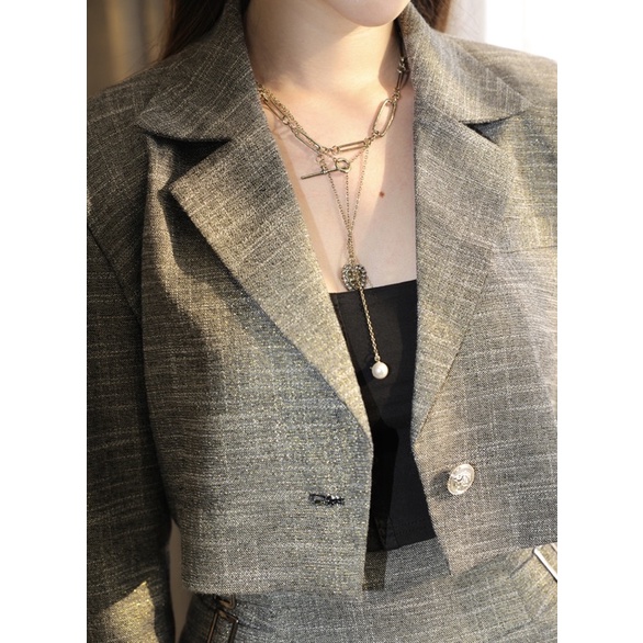 Bộ vest chân váy ly 2 món hàng thiết kế