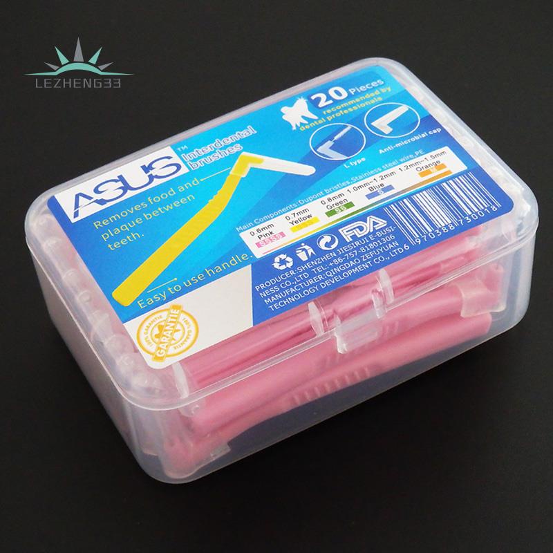 ASUS 20Pcs/Box L-type 0.6MM Orthodontic Toothbrush Interdental Brushing Brush Clearance Brush Cleaner