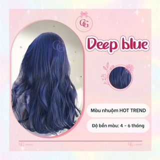 (Màu Xanh dương Deep blue) Tự nhuộm tóc tại nhà đơn giản + tặng oxy trợ nhuộm, tặng gang tay
