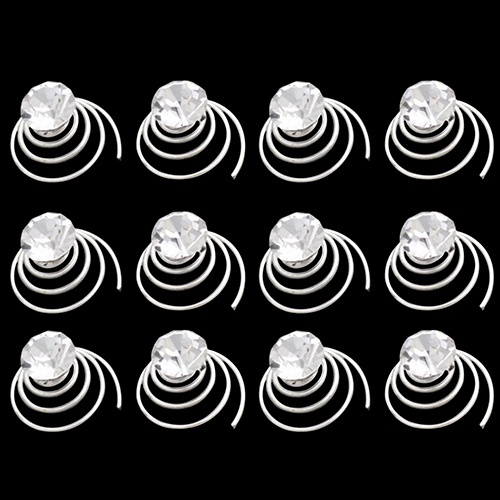 Set 12 kẹp tóc dạng xoắn ốc đính đá và ngọc trai trang trí thanh lịch cho cô dâu