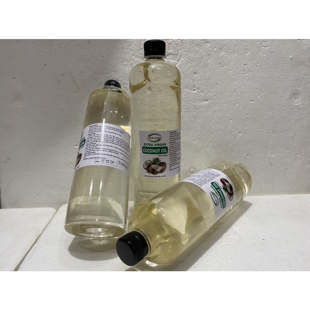 DẦU DỪA HỮU CƠ ÉP LẠNH - RICH COCO – EXTRA VIRGIN COCONUT OIL – CHAI 1 LÍT
