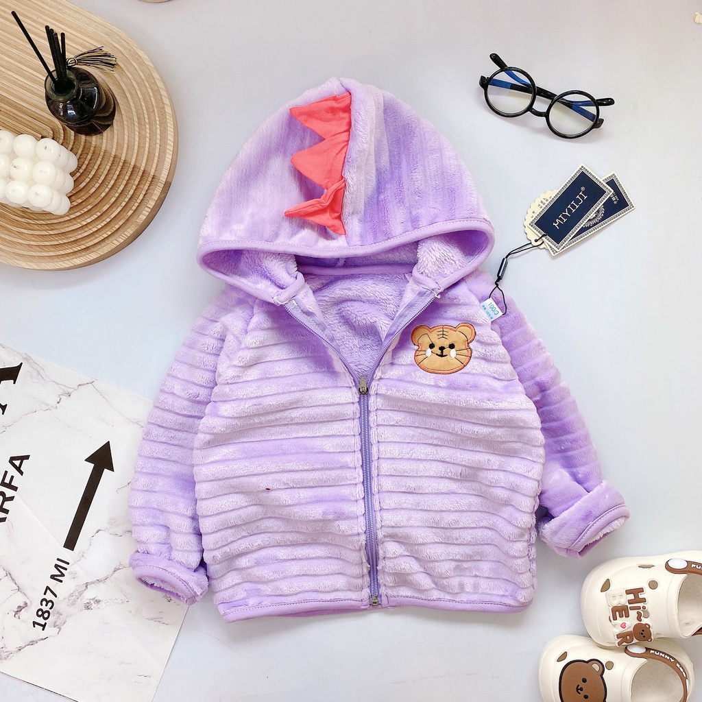 Áo khoác mùa đông cho bé trai bé gái chất liệu lông thỏ 5-15kg