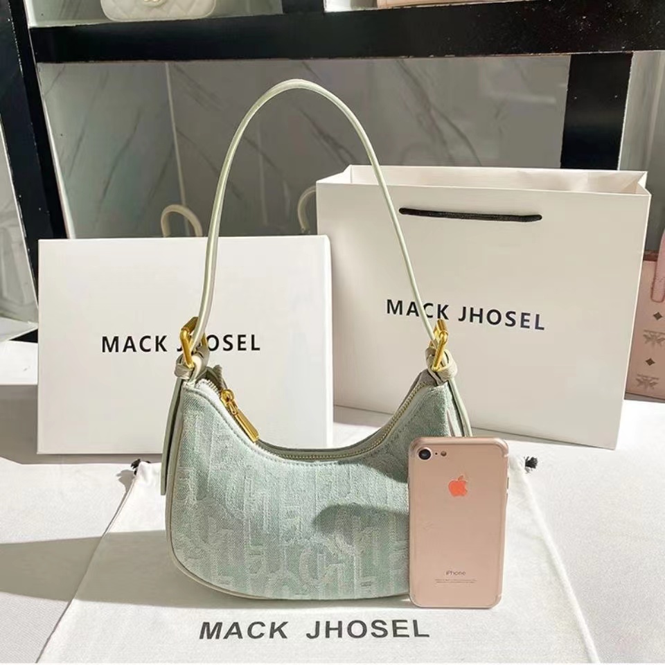 Túi kẹp nách nữ túi xách da PU canvas đeo dưới cánh tay phong cách Hong Kong retro mùa xuân hè 2022