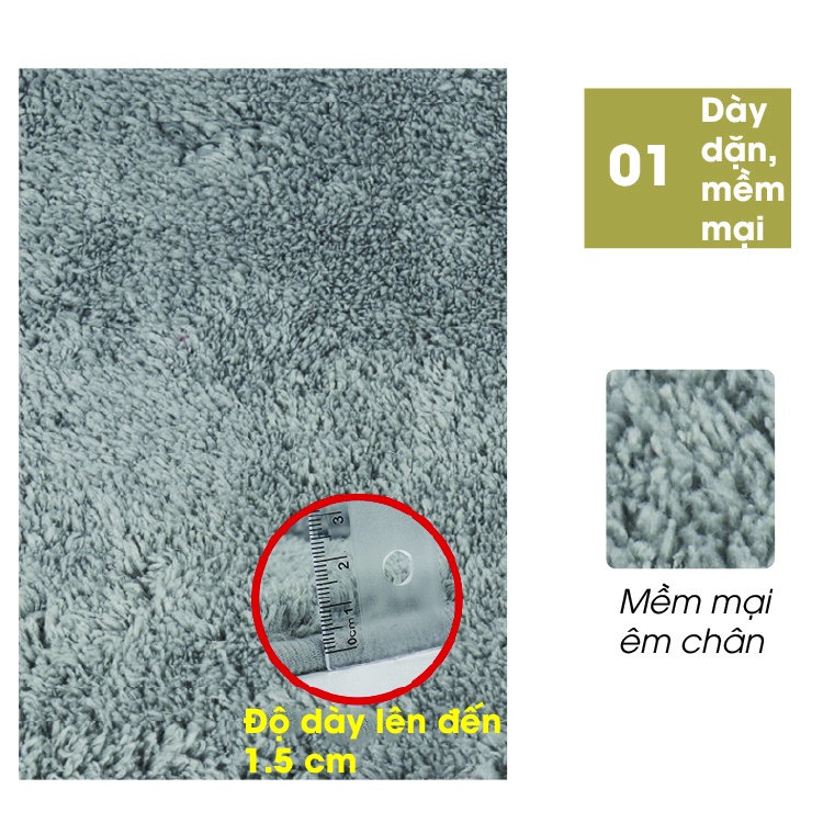 Thảm lau chân chùi chân chống trượt thấm nước nhà bếp nhà tắm phòng khách, giẻ lau chân đế chống trượt TINZ|Mã THAM-LEN