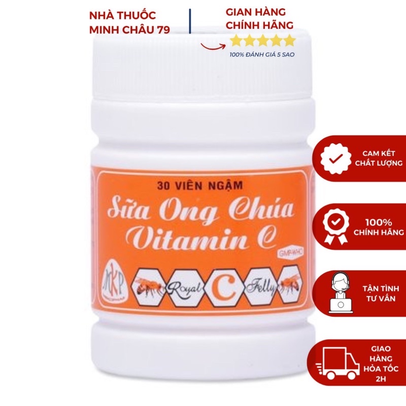 Viên kẹo ngậm sữa ong chúa vitamin C Mekophar (Lọ 30 viên) [Mekopha, kẹo c sữa ong chúa]