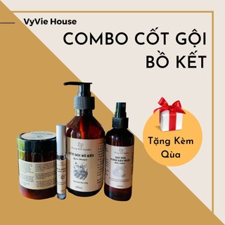 Combo Cốt gội bồ kết - Ủ xả bưởi dừa (tặng 1 xịt bưởi) | Sạch gàu, nấm, ngứa, chống-ngăn rụng tóc, kích mọc tóc