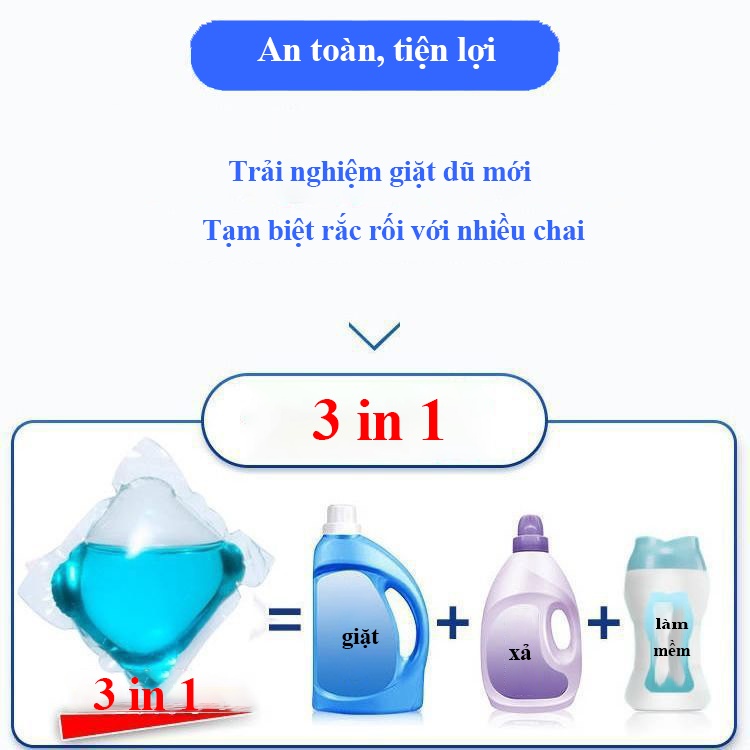 Viên gel giặt quần áo nồng độ cao, hương thơm lâu phai hiệu quả gấp 8 lần an toàn, không kích ứng