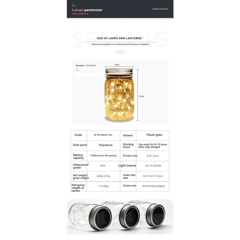 Lọ Thủy Tinh Họa Tiết Ngôi Sao 3D Có Đèn led Chống Nước Trang Trí Sân Vườn