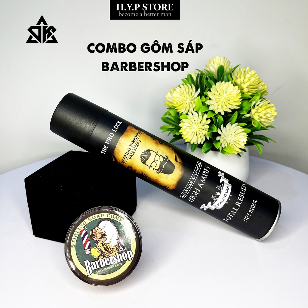 Sáp Vuốt Tóc Barbershop Chính Hãng Kèm Gôm Xịt Tóc Cao Cấp