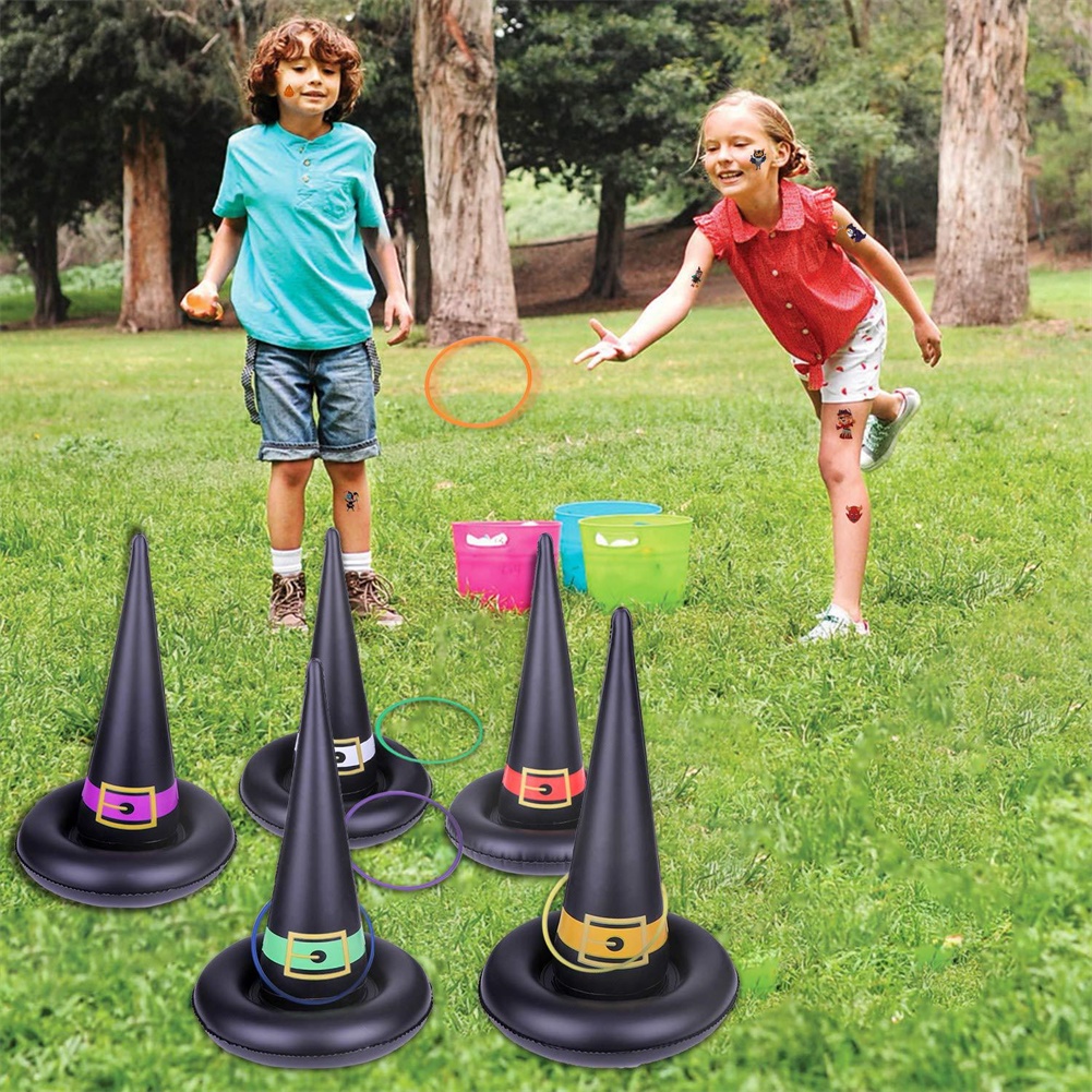 Trò chơi Halloween Trò chơi tiệc tùng Đồ dùng Halloween Trò chơi ném vòng Trò chơi ném vòng Mũ Halloween bơm hơi Mũ phù thủy bơm hơi Vòng nhựa Máy bơm không khí, Bán chạy