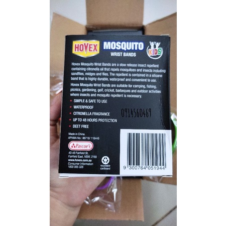 Hộp gồm 6 vòng tránh muỗi cho bé và người lớn Hovex