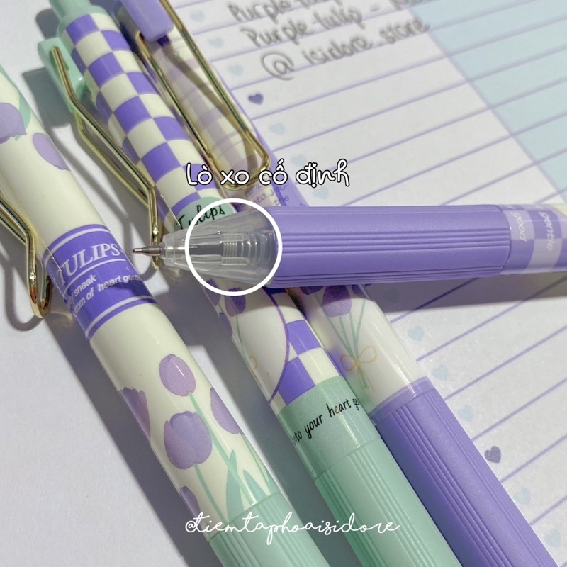 Bút bi gel bấm MURA ngòi 0.5mm PURPLE TULIP🌷🌈✨