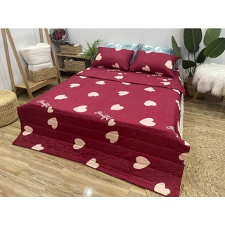 Bộ Chăn Ga Gối Trái Tim Đỏ (có đủ set chăn phao và vỏ chăn)