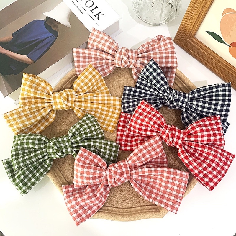 Combo 2 Kẹp nơ ruy băng, lụa/ kẹp trắng xinh xắn phong cách Hàn Quốc