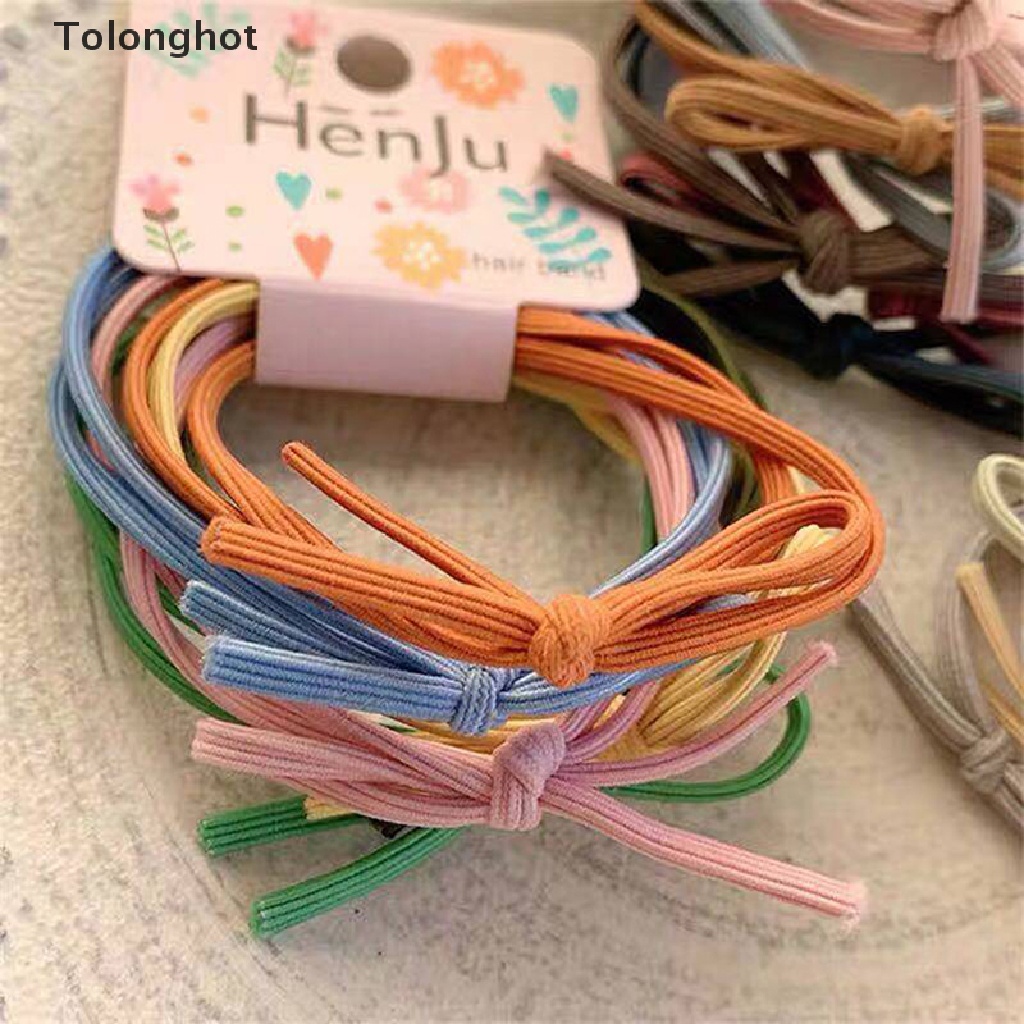 Set 6 Dây Buộc Tóc Cao Su Co Giãn Thắt Nơ Phong Cách Hàn Quốc Đơn Giản