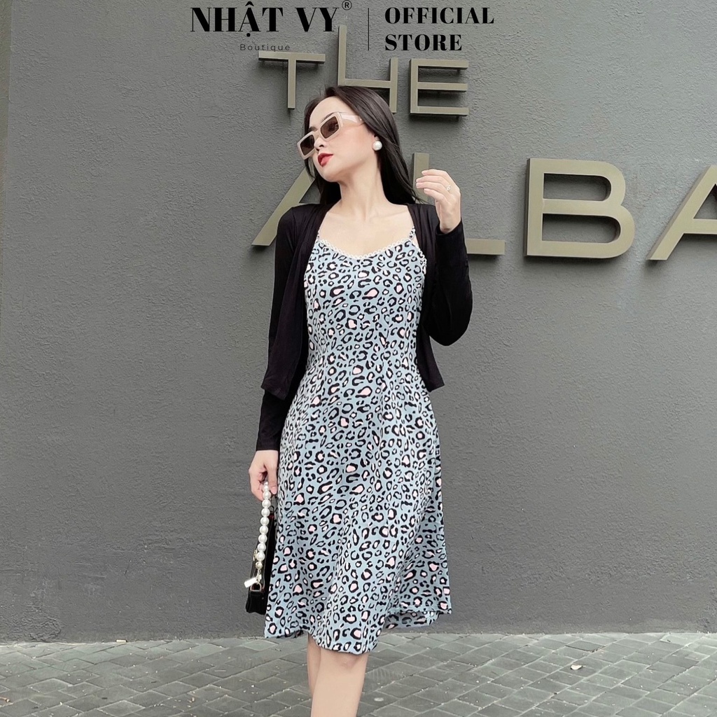 Đầm dây đi chơi Nhật Vy beo viền ren ngực dáng ôm chât mango phù hợp dạo phố cafe sang chảnh - D2287