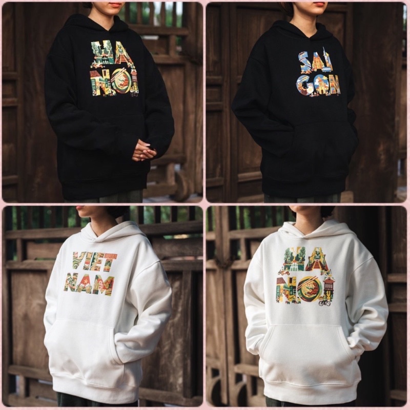 Áo Hoodie Unisex In Mẫu Hà Nội Sài Gòn Việt Nam Form Rộng Chất Nỉ Bông Dày Dặn 2 Lớp Họa Tiết Văn Hóa